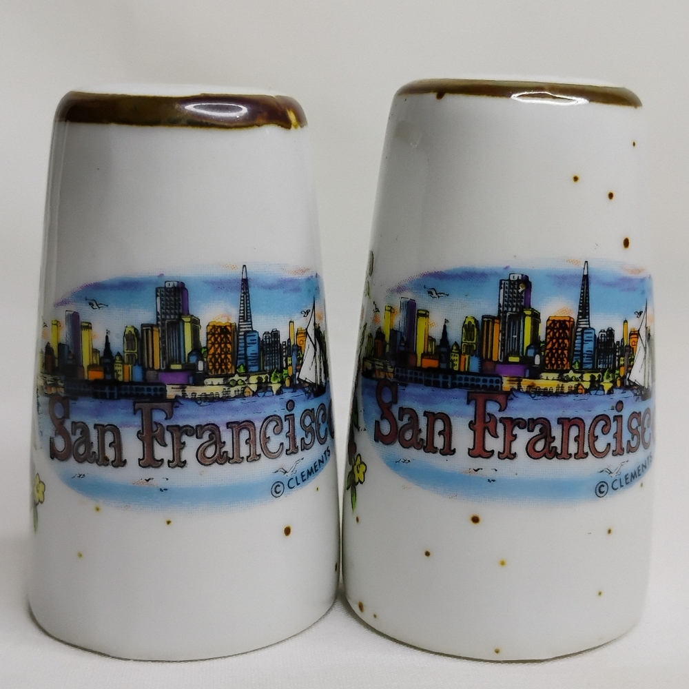 Vintage Speckled San Francisco California Salt & Pepper Shakers Souvenir Dining